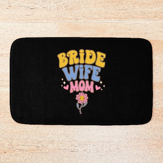 Retro Mothers Day Wife Mom Bride Groovy Bath Mats