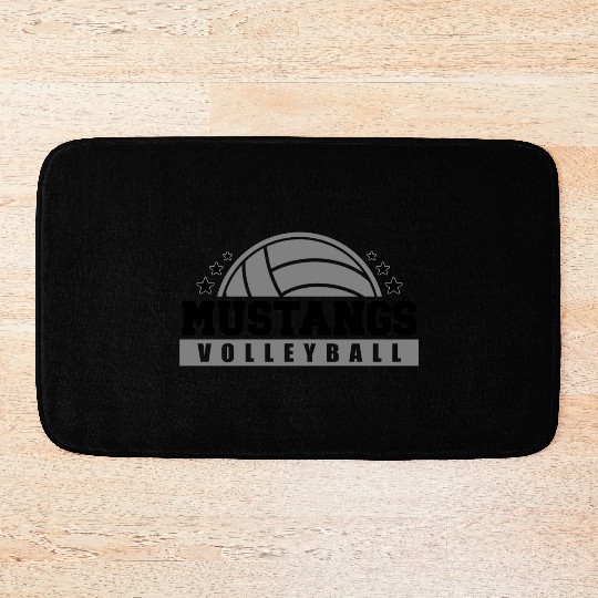 Mustangs Volleyball Coach Sports Team Spirit Wear Bath Mats
