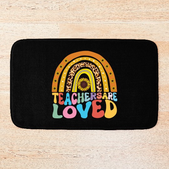Boho Rainbow teachers are loved back to School Bath Mats