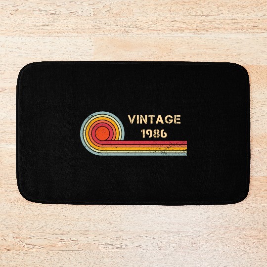 Vintage 1986 birthday retro design Bath Mats