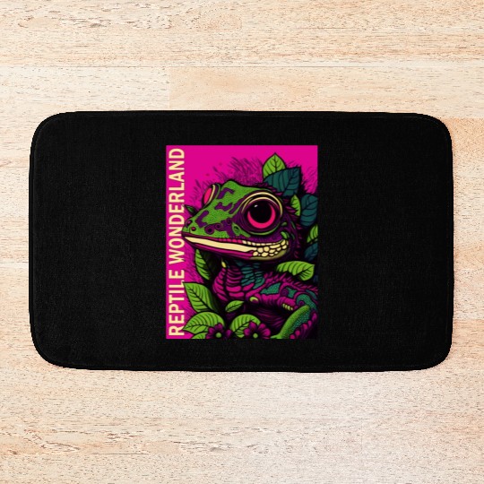 Psychedelic Reptile Wonderland Retro Designs 9 Bath Mats
