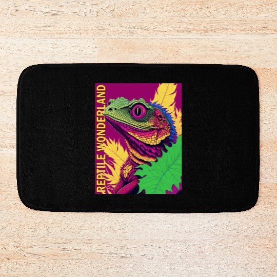 Psychedelic Reptile Wonderland Retro Designs 5 Bath Mats