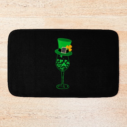 Irish Green Shamrock St Patrick's Day Wine Drinkin Bath Mats