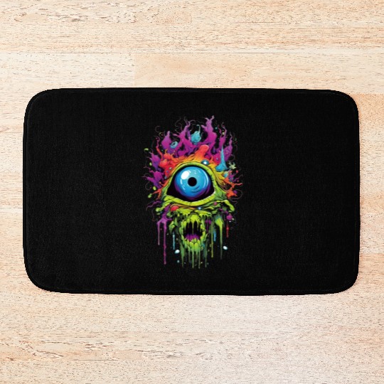 Horror eye, scary zombie Bath Mats