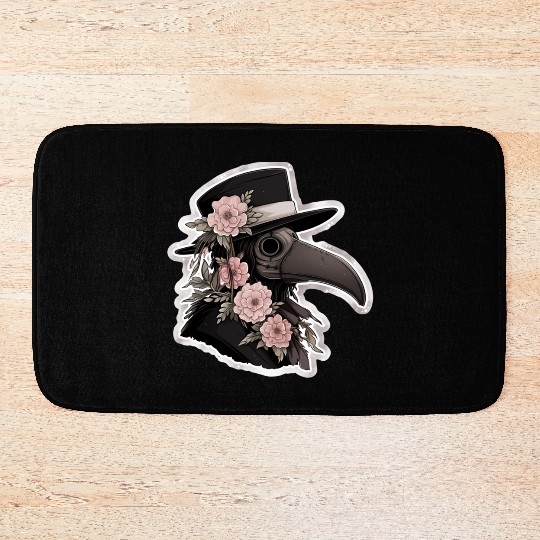 Cute Floral Plague Doctor Bath Mats