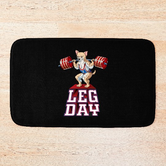 Leg Day Chihuahua Weight Lifting Squat Gym Bath Mats
