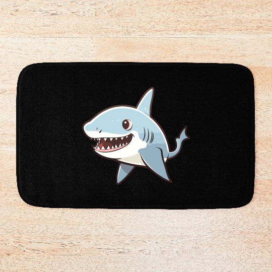Kawaii Shark - Serene Seascapes Bath Mats