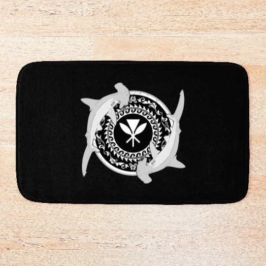 Kanaka Maoli Hammerhead Shark Bath Mats