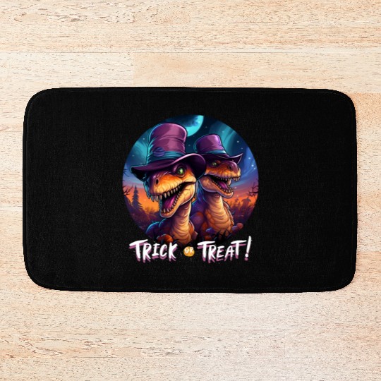 Halloween Dinosaur Velociraptor Trick or Treat Bath Mats