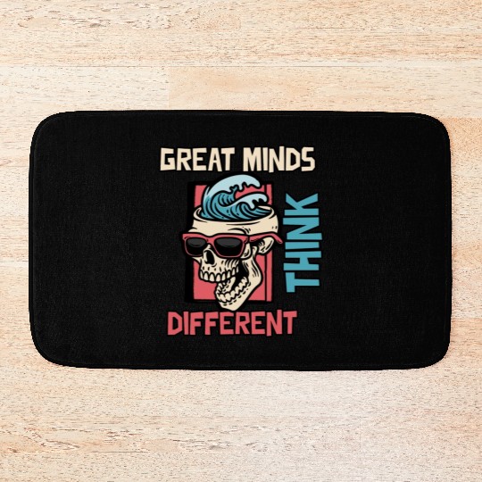 Great Minds Think Different Surfer Skull Bath Mats