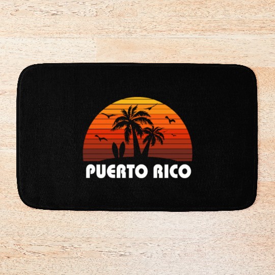 Retro Puerto Rico Sunset Cool Vintage Vacation Bath Mats