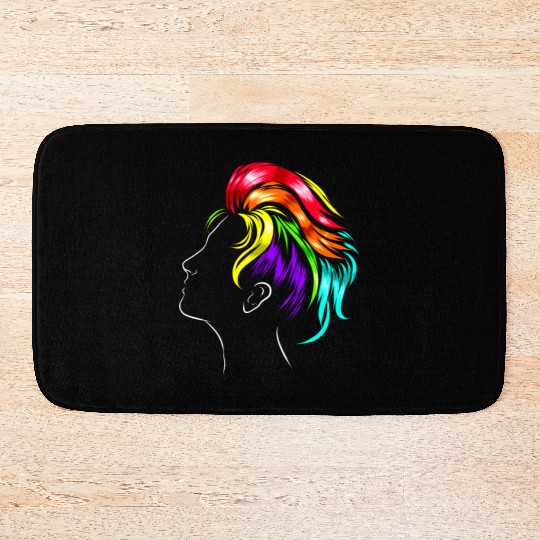 Rainbow Colorful Hair Lgbtq Gay Lesbian Pride Bath Mats