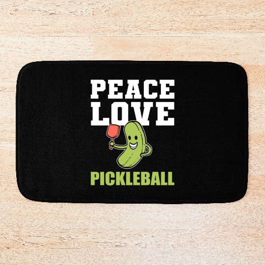 Peace Love Pickleball Sports Person Gift Bath Mats