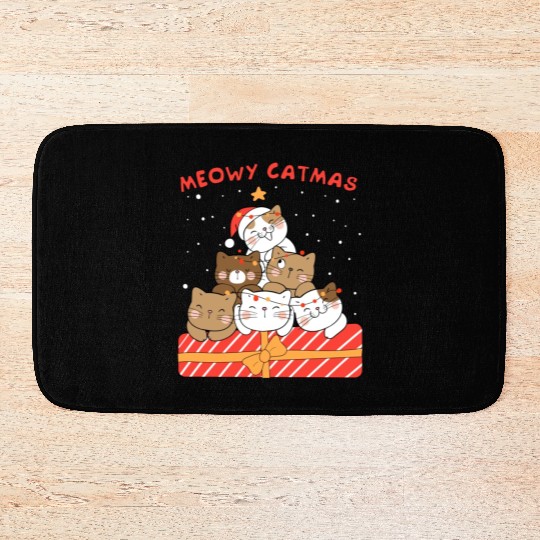 Meowy Catmas Xmas Novelty Cat Lover Bath Mats