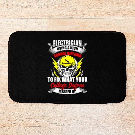 Electrician Using A High School Diploma To Fix Bath Mats