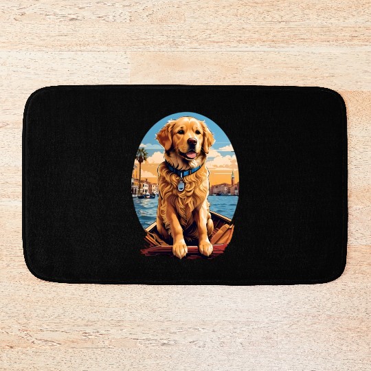 Golden Retriever's Canal Cruise Bath Mats