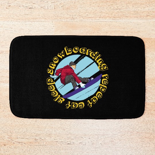 Eat Sleep Snowboarding Repeat Bath Mats
