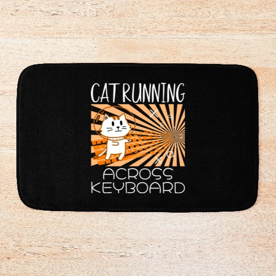 Cat Running Keyboard Across The Space Cat Riding Bath Mats