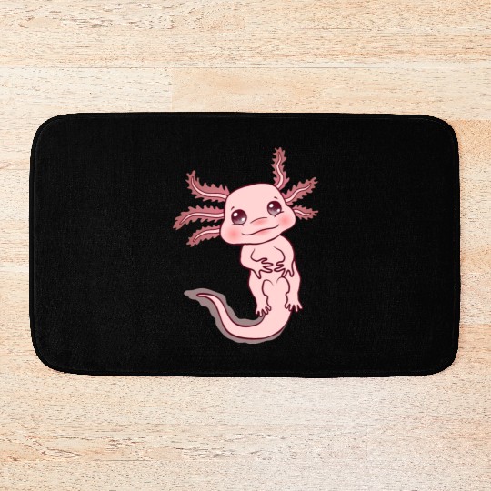 Cute Pink Kawaii Axolotl Lover Sweet Adorable Fish Bath Mats