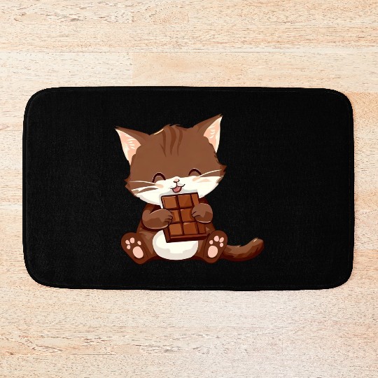 Sweet chocolate cat Bath Mats