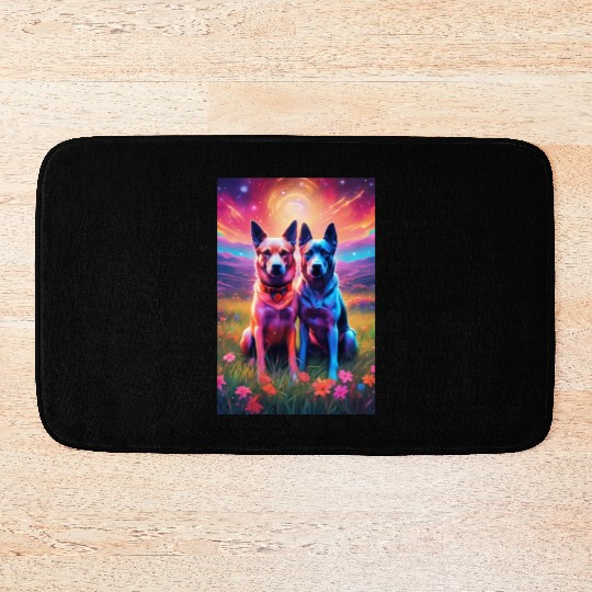two dogs portrait lushill style artgerm and james Bath Mats