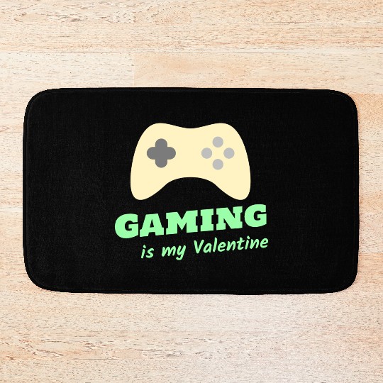 Gaming Is My Valentine Light Green Bath Mats