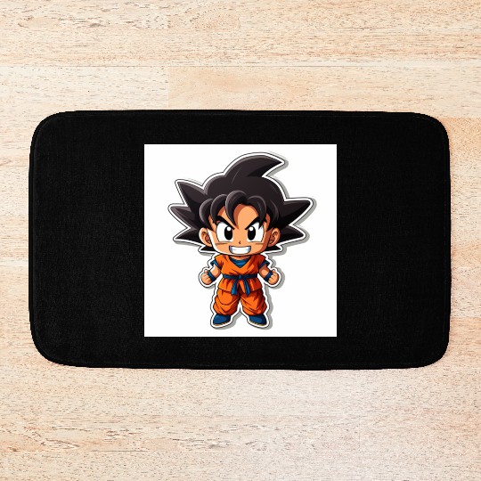Goku Sticker Happy Bold Colors art toy style Bath Mats