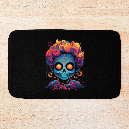 Dia De Los Muertos Sugar Skull Mexican Holiday Bath Mats
