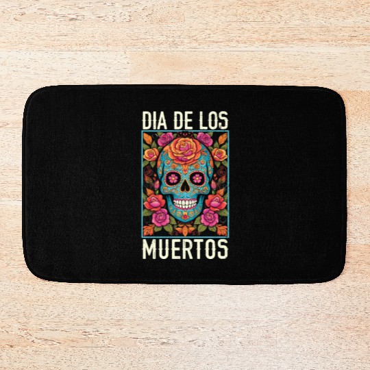 Dia De Los Muertos Sugar Skull Mexican Holiday Bath Mats