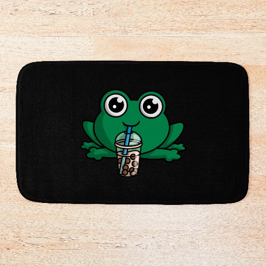 Bubble Boba Tea Drink Frog Cute Anime Kawaii Toad Bath Mats