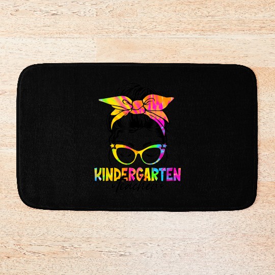 Kindergarten Teacher Messy Bun Tie Dye Women Bath Mats