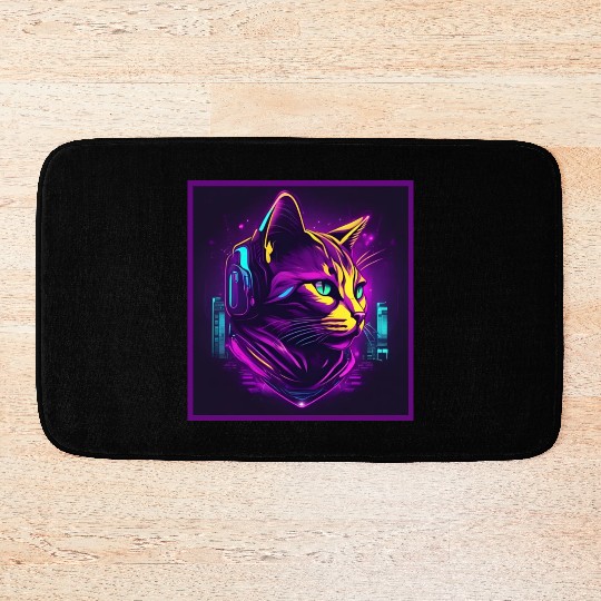 Neon Cat Bath Mats