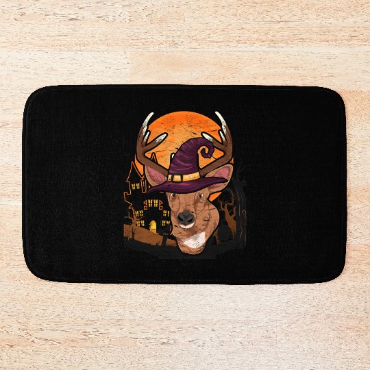 Witch hat forest animal gift Halloween deer Bath Mats