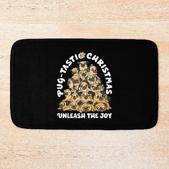 Pug Christmas Pug Santa Pug ornament Pug tree Pug Bath Mats