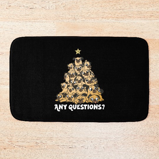 Pug Christmas Pug Santa Pug ornament Pug tree Pug Bath Mats