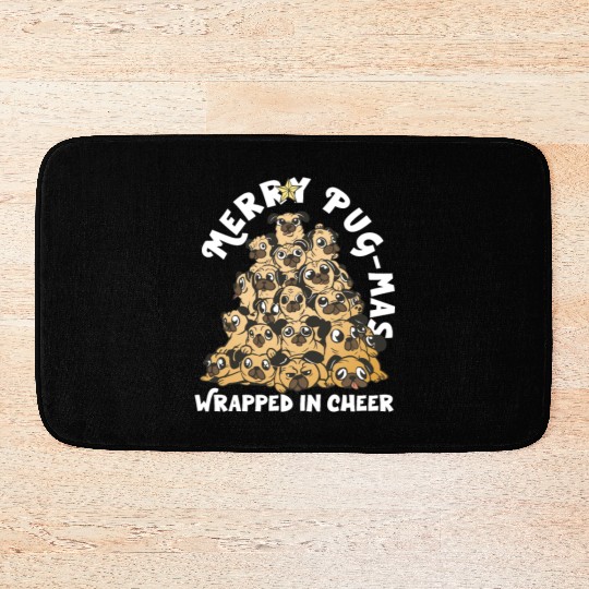 Pug Christmas Pug Santa Pug ornament Pug tree Pug Bath Mats