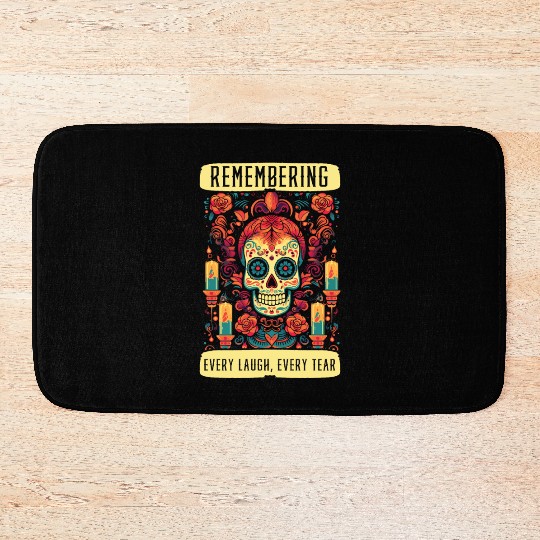 Dia De Los Muertos Sugar Skull Mexican Holiday Bath Mats