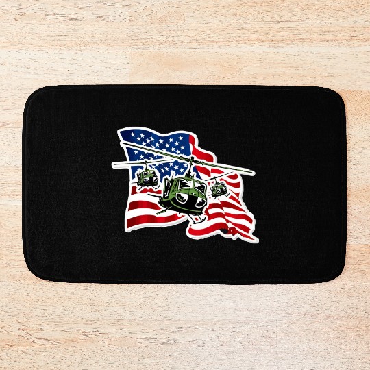 US Army UH 1 With US Flag Bath Mats