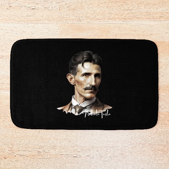 Artistic Illustration of Nikola Tesla Bath Mats