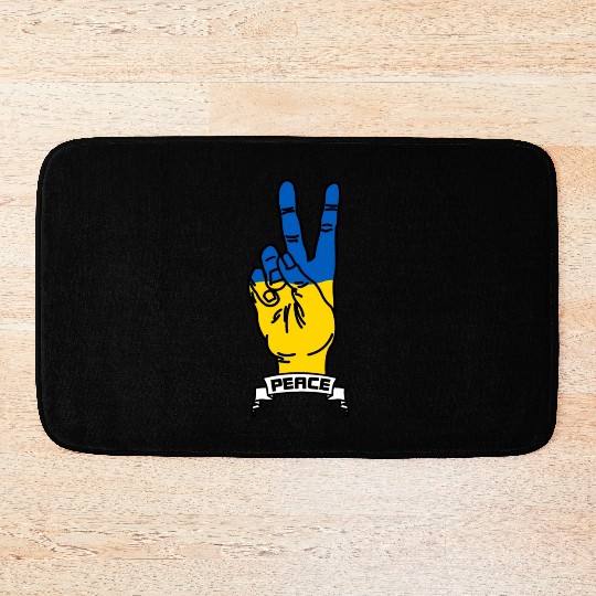 Peace for Ukraine text Bath Mats