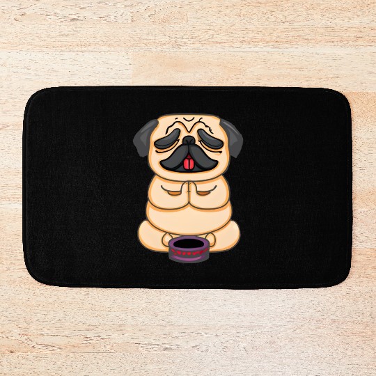 Serene Buddha Pug Minus Circle Bath Mats
