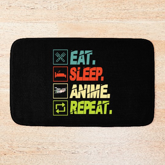 Eat Sleep Anime Repeat Ramen Kawaii Japanese Manga Bath Mats