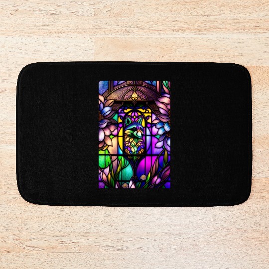 stained glass window design of an overwhelmingly b Bath Mats