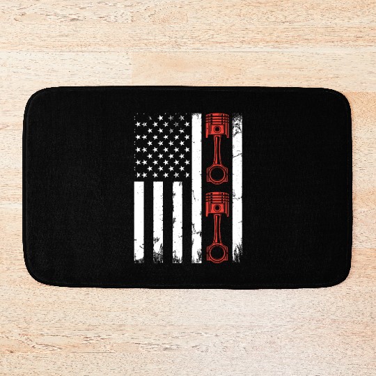 Auto Mechanic Car Piston Car Mechanic US Flag Bath Mats