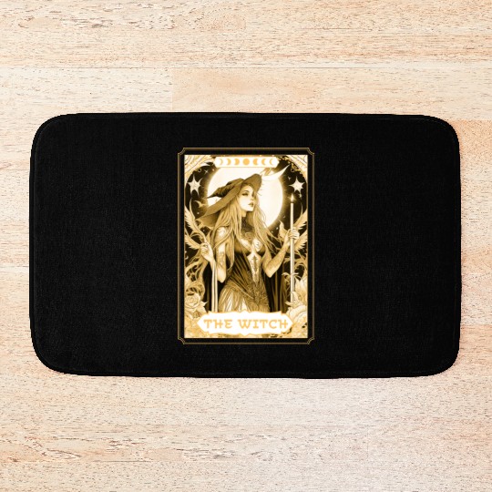 Dark Witch Tarot Card Magic Boho Mystic Celestial Bath Mats
