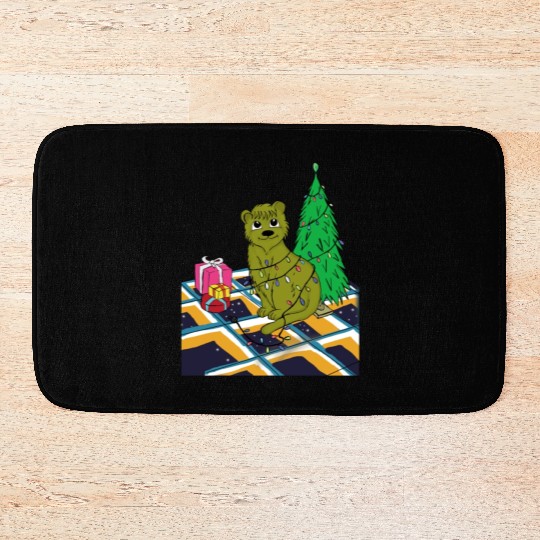 Cat Christmas Light Bath Mats Funny Cat Lover