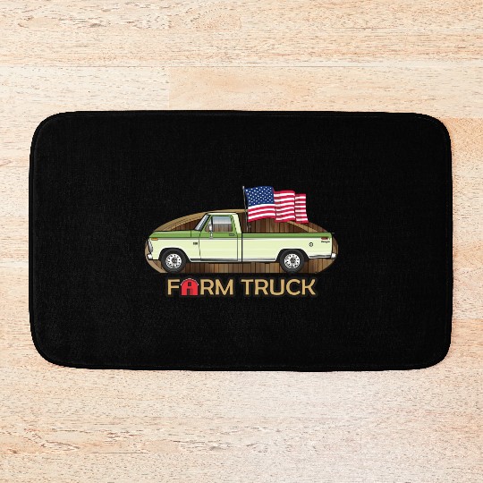 Farm Truck Light Green Bath Mats