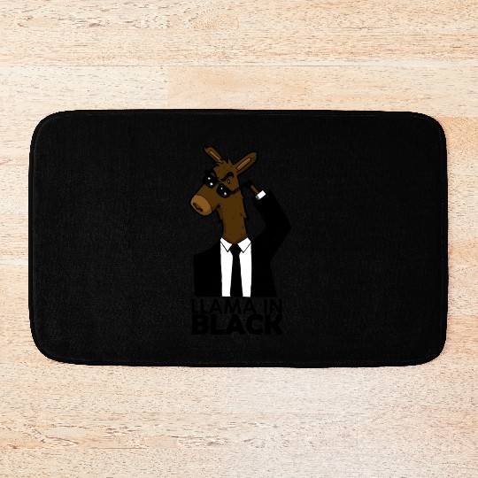 Llama In Black Bath Mats