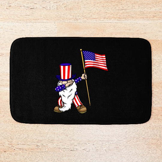4th of July Gnome Dab Bath Mats