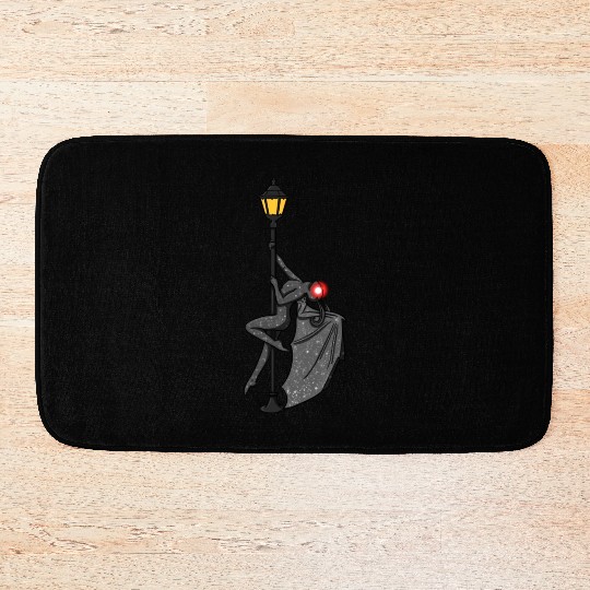 Mothman Pole Dancing On A Street Lamp Funny Bath Mats